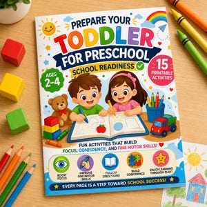 Toddler Activity Pack Printable PDF, Preschool Learning Binder Ages 2-4, School Readiness Activities, Fine Motor Skills