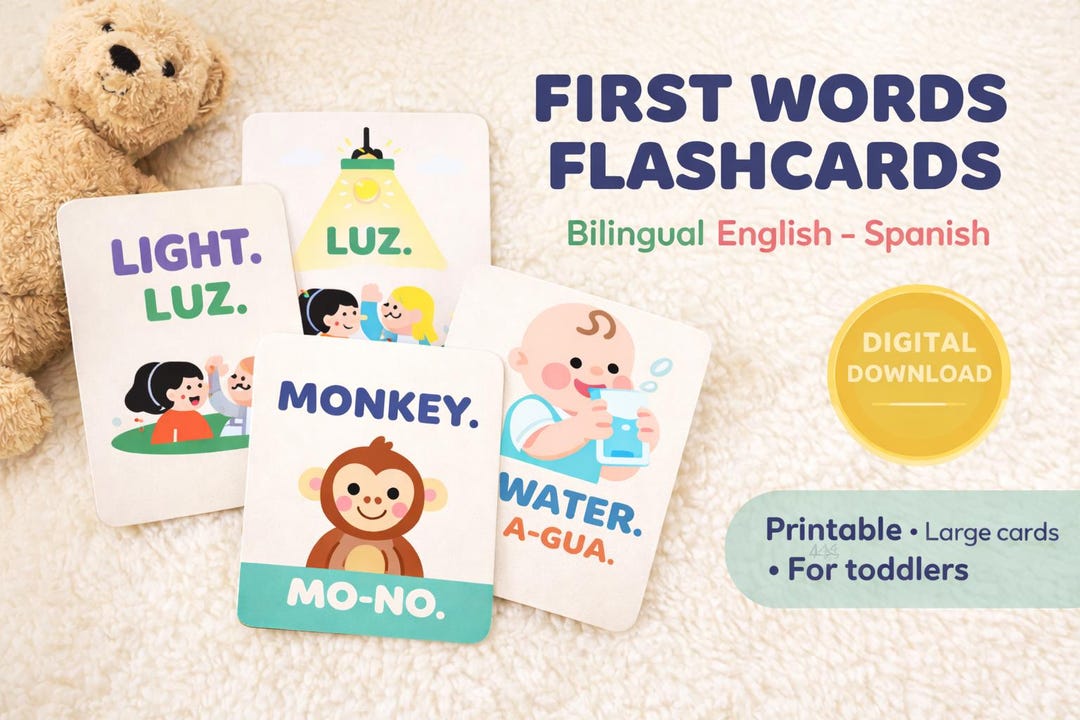 Bilingual Baby Flashcards | First Words Learning Cards | English ...