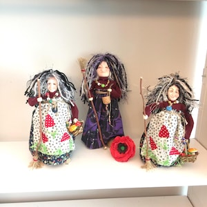 Kitchen Witch doll, Kitchen Witch with broom,Halloween Witch