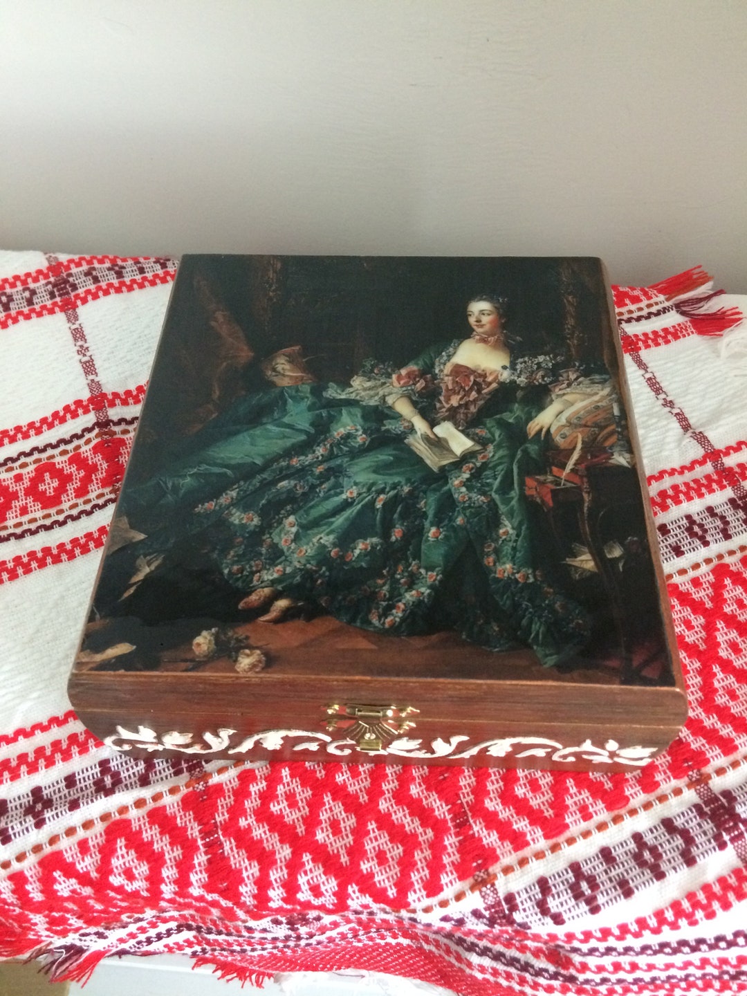 Vintage Wooden Box, Decoupage Wooden Box, Vintage Decor, Decoupage