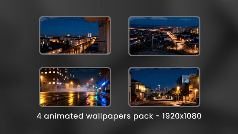 Starry Night City Animated Wallpaper Pack – 4 Cinematic Urban Night Sky
