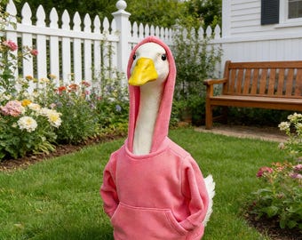 23 Inch Porch Goose, 23 Inch White Goose Hoodie, Goose Clothes Outfit, Lawn Decor, Garden Goose Statue, Porch Decoration