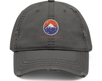 Broderad pappahatt med bergsmärke | Basebollkeps med sliten passform