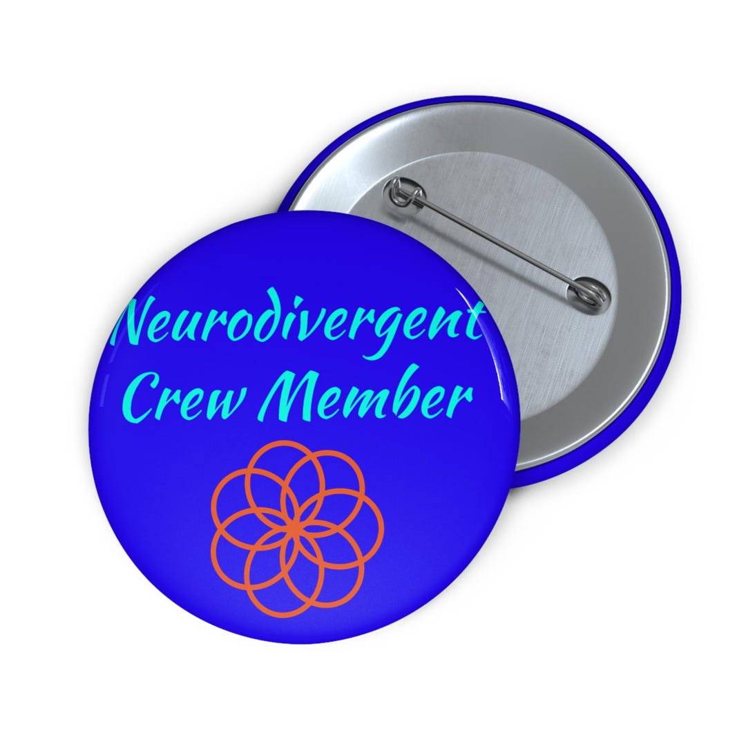 Neurodivergent Crew Pin Button | Blue Enamel Awareness Button - Etsy