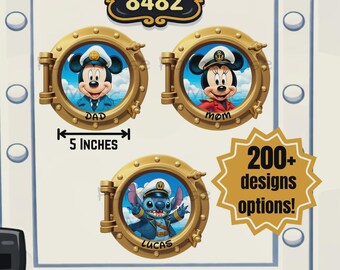 Disney Cruise Door Magnet Captain Themed Porthole Personalized