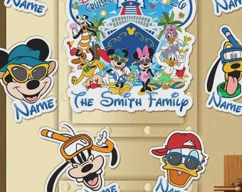 Personalized Disney Cruise Line Magnet, Cruise Vacation 2026 Magnet Door, All Characters Mickey & Friends Family Cruise Vacation Magnet