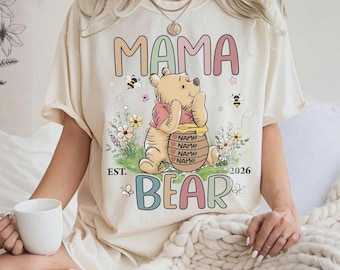 Camiseta retro personalizada de Disney Winnie the Pooh Mamá Oso, La mejor mamá del mundo, Viaje familiar a WDW, Club de mamás geniales, Camiseta del Día de la Madre, Camiseta Mamá