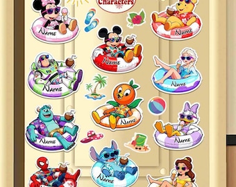 200+ Disney characters Summer Cruise magnet, Personalized 1st Cruise Magnet, Swimming floats Mickey & friends, Disney Family Cruise Magnet
