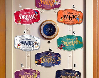 Custom Ship Name Stateroom Magnet, DCL Family Trip Souvenir Sign Board, Treasure Destiny Adventure Plaque, Personalized Cruise Door Decor