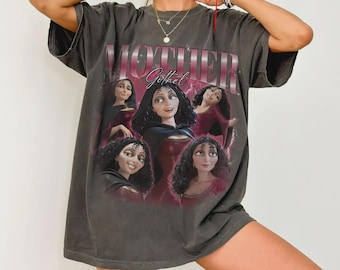 Koszulka Vintage Mother Gothel Comfort Colors, prezent dla niej z postacią złoczyńcy Disneya, koszulka z postacią złoczyńcy z wieży w stylu retro, koszulka z postacią księżniczki Roszpunki Disneya
