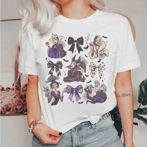 Watercolor Coquette Disney Villains Retro T-Shirt, Bad Witch Disney Shirt, Disney Evil Friends 2025 Matching, Disney Trip, Evil Queen Tee
