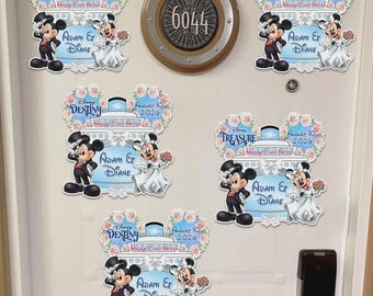 Personalized Disney Mickey Minnie Couple Just Married Door Magnet, Disney Cruise Honeymoon Decor, Anniversary Gift, Wedding Cruise Magnet