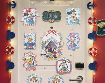 Personalized Disney Adventure Cruise Door Magnet, Custom Mickey And Friends Family Vacation Stateroom Cabin Decor, Nautical Trip Name Sign
