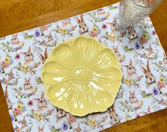 Set of Four Easter/Spring Reversible Fabric Placemats