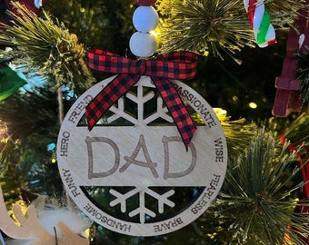 Wood Christmas Ornament Dad Grandpa Poppy Abuelo Opa Holiday Gift