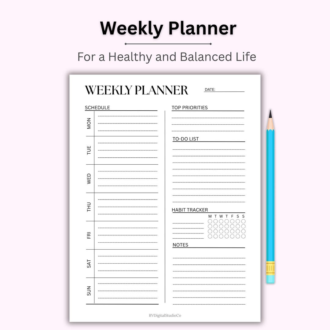Minimalist Weekly Planner Printable | Habit Tracker, To-do List ...