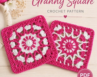 Bloom Lace Granny Square Crochet Pattern | Two Color Variations (PDF Download)
