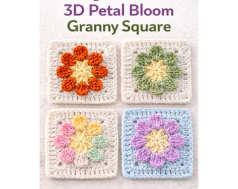 3D Flower Granny Square Crochet Pattern (PDF Download)