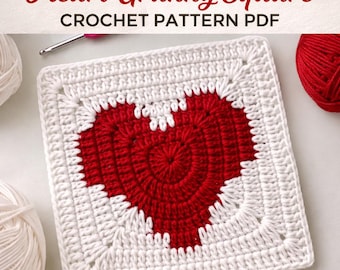 Heart Granny Square Crochet Pattern | Valentine Motif (PDF Download)