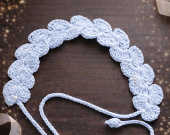 Crochet Flower Tie Pattern – Headband, Belt, Baby Prop (PDF Download)