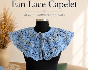Crochet Capelet Pattern | Elegant Fan Lace Shoulder Wrap (PDF Download)