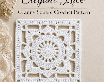 Elegant Lace Granny Square Crochet Pattern, Beginner Friendly Motif (PDF Download)