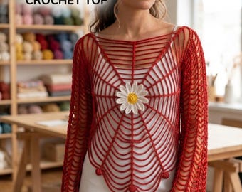 Daisy Spider Web Crochet Top Pattern | Boho Festival Summer PDF (Instant Download)