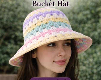 Granny Style Crochet Bucket Hat Pattern | Pastel Boho Summer (PDF Download)