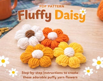 Fluffy Daisy Crochet Pattern | 3D Flower Applique (PDF Pattern)