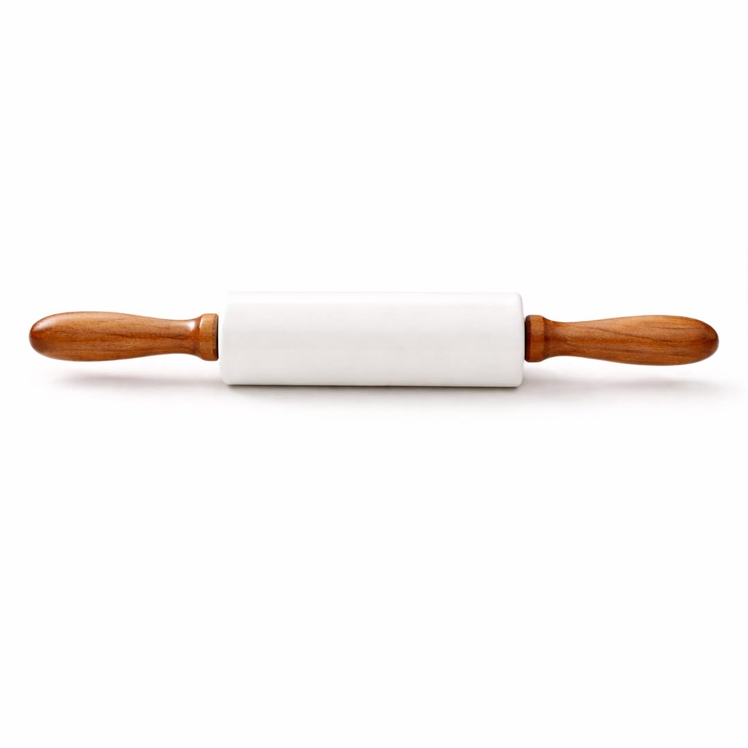 Rolling Pin Rounded Edge Marble Natural Stone Rolling Pin With Wooden Handles Green and White - Etsy