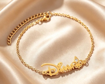 Custom Name Bracelet Gold Silver CZ Letter Personalized Trendy Gift for Her