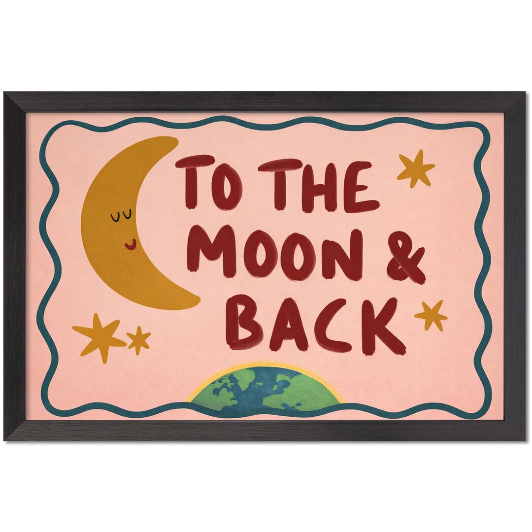 To the Moon and Back Print | Retro Moon Nursery Wall Art | Mid Century ...
