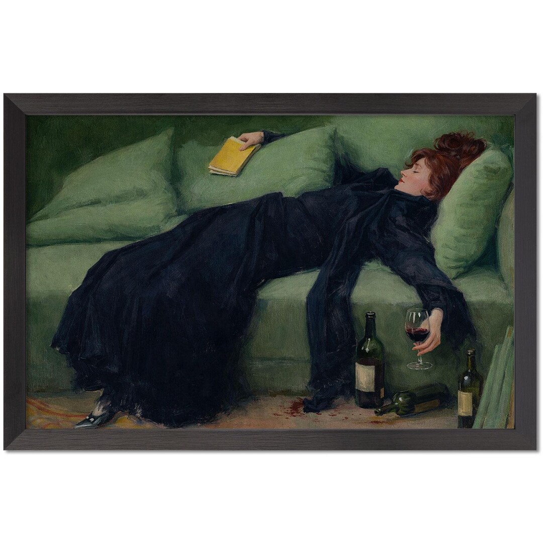 Vintage Woman Portrait | Emerald Green Art Print, Black Framed Wall Art ...