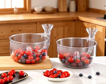 Frutero transparente con diseño en espiral y orificios de drenaje, cesta de filtro para fregadero de cocina, colador de agua doméstico, regalo perfecto para inauguración de casa.