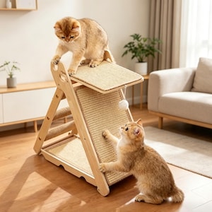 Estructura de madera para trepar gatos: resistente a los arañazos, juguete multifuncional para gatos, fácil de montar.