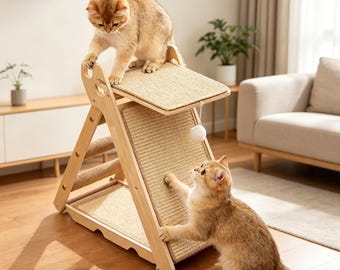 Estructura de madera para trepar gatos: resistente a los arañazos, juguete multifuncional para gatos, fácil de montar.