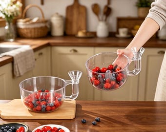 Transparent Swirl Drainage Fruit Bowl with Drain Holes, Kitchen Sink Filter Basket, Household Water Strainer, Perfect Housewarming Gift