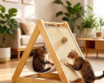 Wooden Cat Climbing Frame: Scratch-Resistant, Multi-Functional Cat Toy, Easy to Assemble