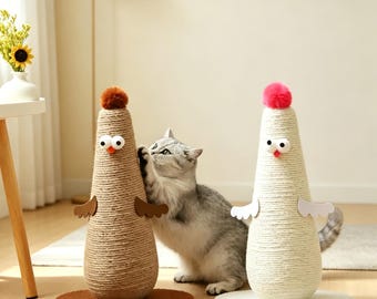 Griffoir pour chat en sisal coloré, affûtage vertical des griffes, article de jeu interactif