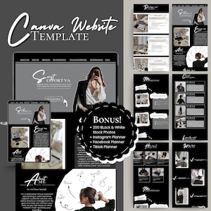 Black Canva Website Template Social-Media-Manager Marketing Portfolio Schwarze Website Landing Page Virtueller Assistent UGC Coach Influencer