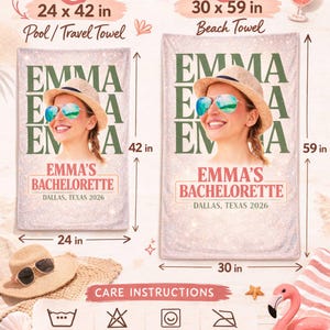 Disneyland All Princess Personalized Beach Towel, Disneytrip Belle Jasmine Ariel Tiana Pool Party Towels,Custom Name Towel, Birthday Gift image 3