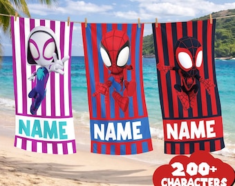 Custom Super Hero Beach Towels, Red Spider Beach Towel, Cartoon Towel Gift For Family, Superhero Pool Towel, Movie Summer Vacation Towel