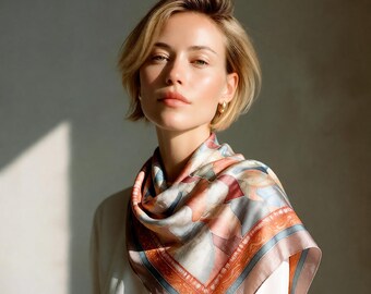 Hand Painted Batik Mulberry Silk Scarf, Artistic Design 27.6×27.6 in, teacher gifts — Echo