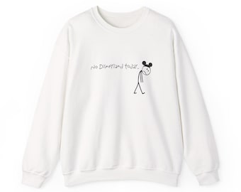 Sudadera con figura de palo con orejas de ratón, sin Disneyland hoy, dibujo animado minimalista triste bordado