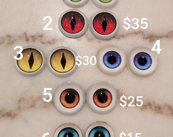 2" Realistic Fursuit/Cosplay/Costume Eyes | 50mm with Following Effect, Glass Cabochons