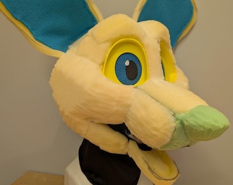 Ready to Ship African Wild Dog Fursuit Head Base Hand Carved Foam by Sarahcat Fursuits