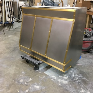 Kitchen range hood, stainless steel, brass