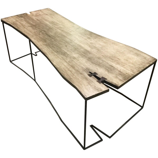 Coffee table ,modern,minimal,industrial look,geometric shape,live edge style,birch plywood ,metal base
