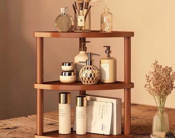Estantería de almacenamiento de cocina – Organizador de escritorio de ratán para especias y maquillaje