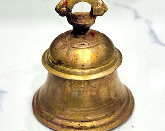 Campana antigua rara, campana náutica vintage de latón, pieza de decoración marítima, decoración rústica para el hogar costero.